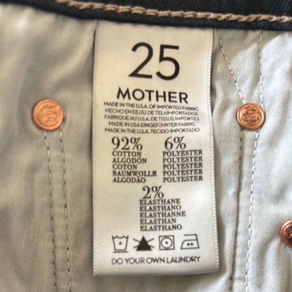 MOTHER The Vamp Gift Wrapped Dark Blue Cropped Jeans ankle slits - Picture 8 of 11